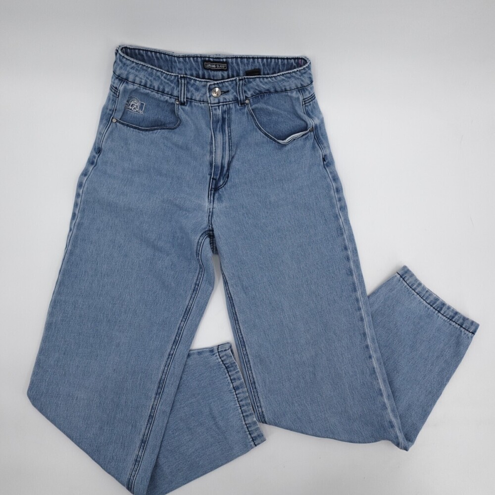 Lurking Class Jeans Womens 4 Blue Acid Wash Relaxed Wide Leg Straight High rise
